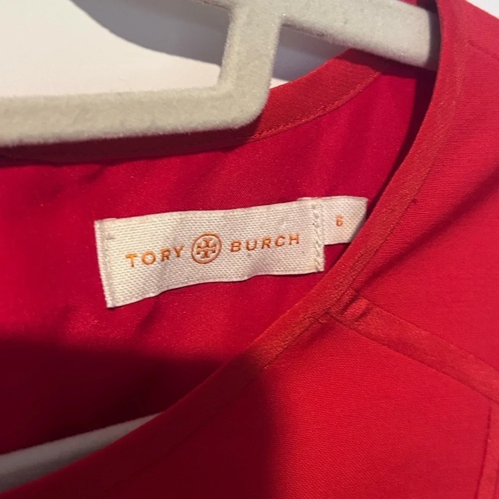 Tory Burch Megan Red Fit and Flare Dress Sleeveless Cocktail Party Dress Size 6